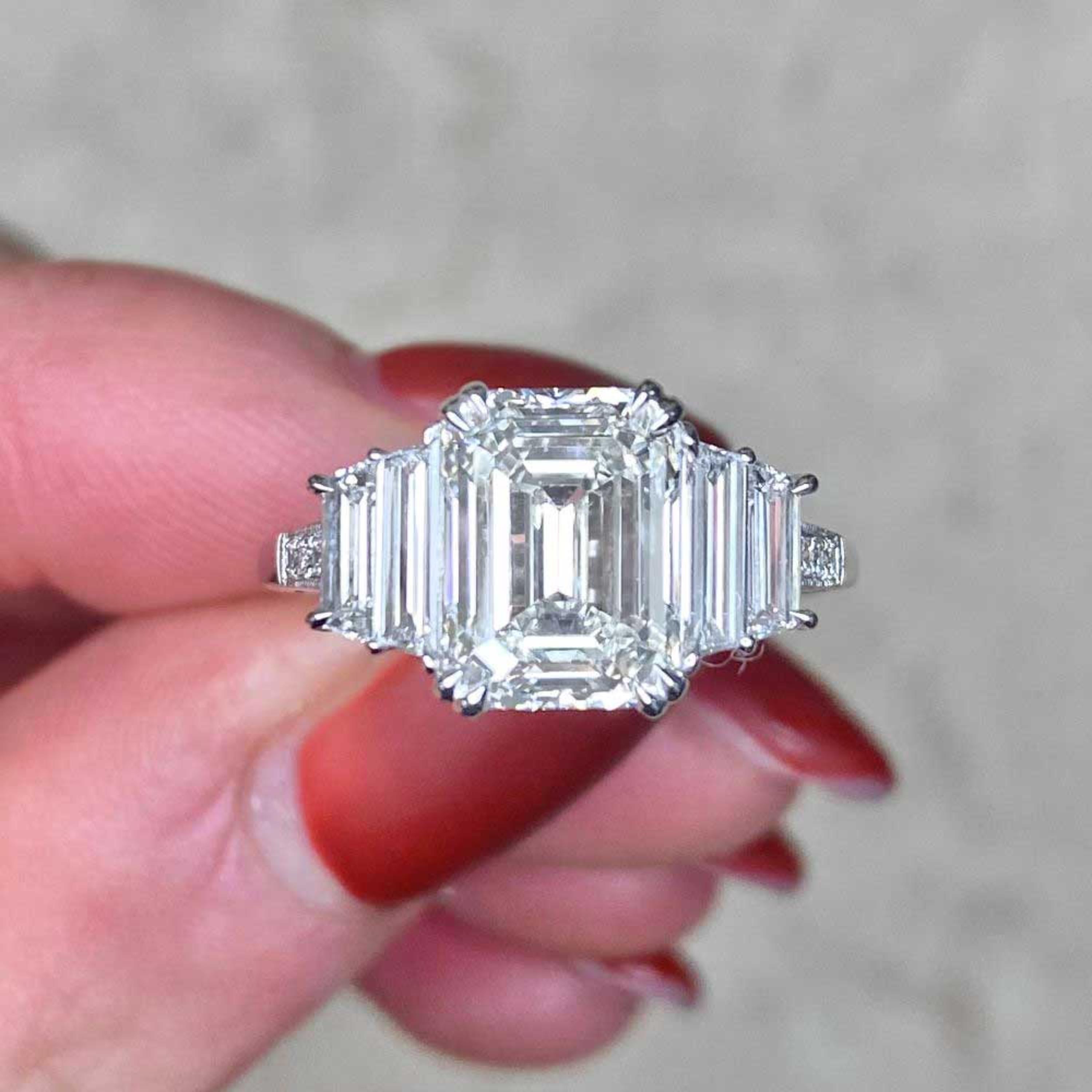 3.15 Carat H VS1 Emerald Cut Diamond Platinum Engagement Ring GIA Certified In New Condition For Sale In Orlando, Florida