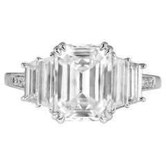 3.15 Carat H VS1 Emerald Cut Diamond Platinum Engagement Ring GIA Certified