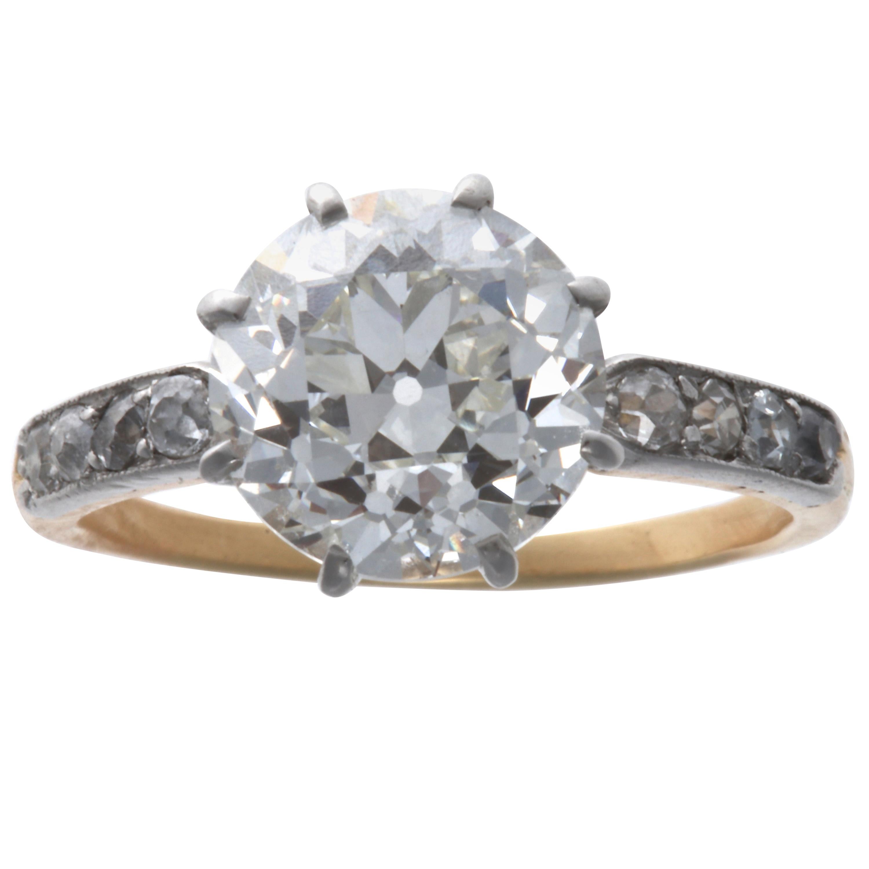 Art Deco GIA Certified 3.23 Carat Round Cut Diamond 18 Karat Ring
