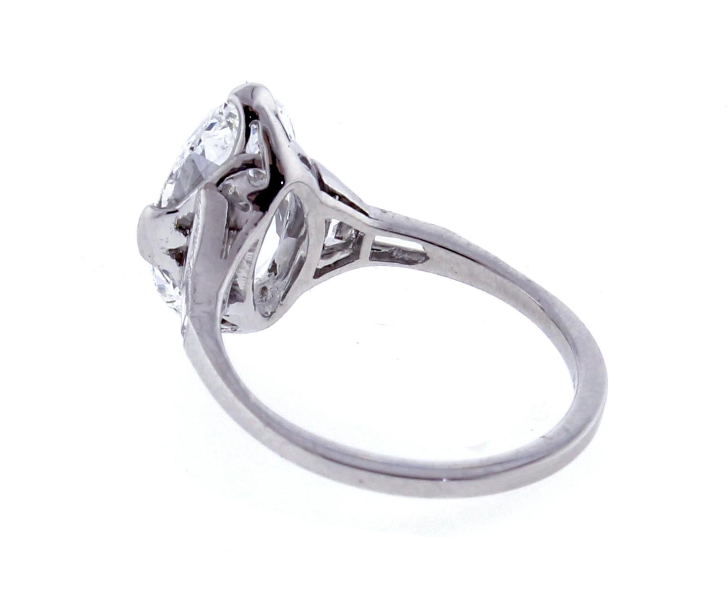 Oval Cut Art Deco GIA Certified 3.56 Carat Oval Diamond Ring