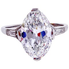Art Deco GIA Certified 3.56 Carat Oval Diamond Ring