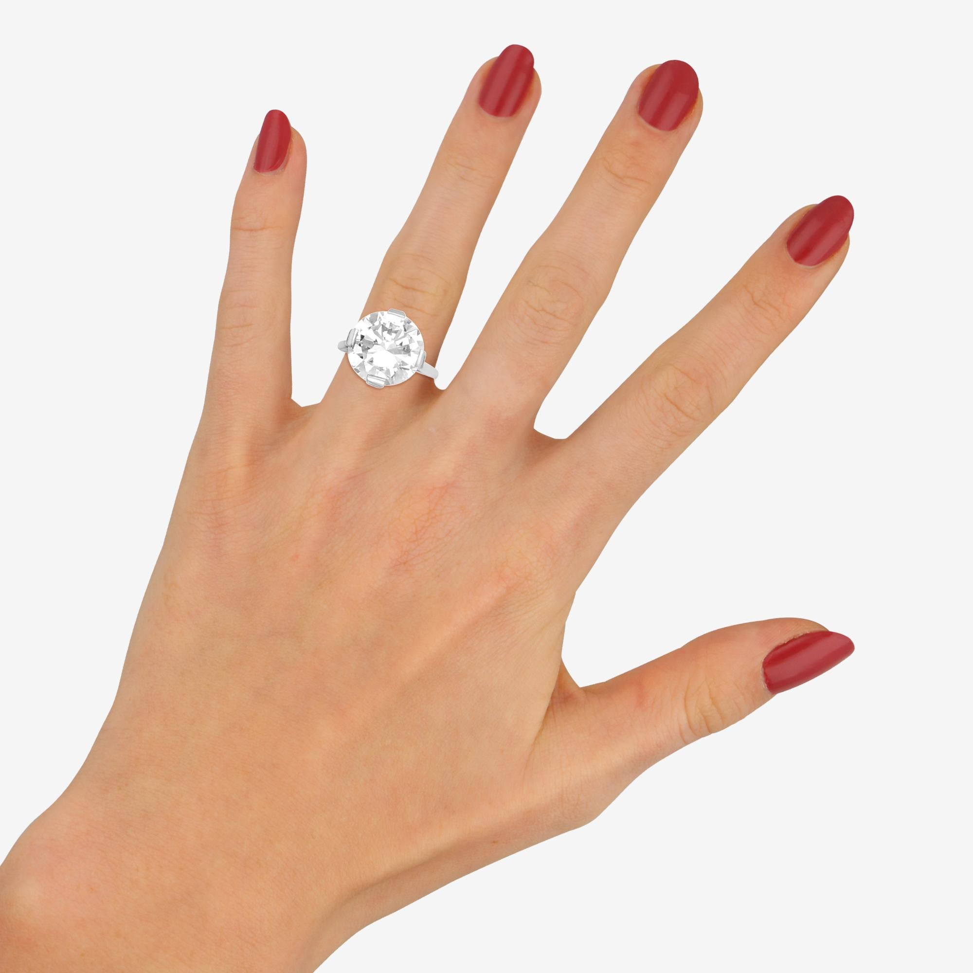 Art Deco GIA Certified 7.49 Carat Solitaire Diamond Engagement Ring in Platinum 1