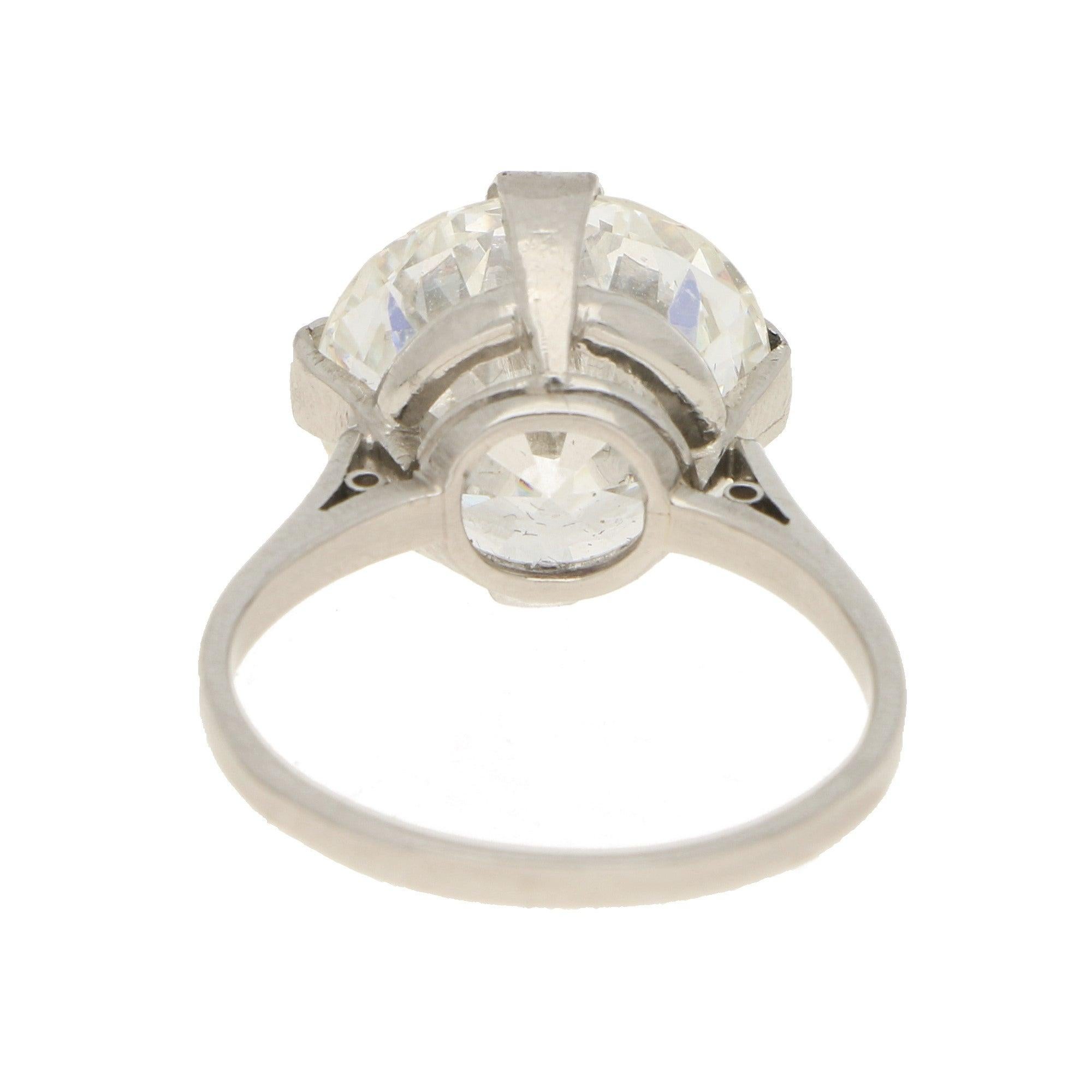 Round Cut Art Deco GIA Certified 7.49 Carat Solitaire Diamond Engagement Ring in Platinum