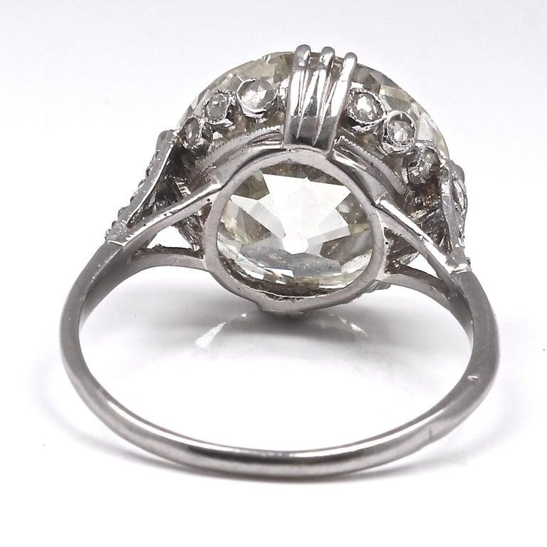 Art Deco GIA Certified 8.28 Carat Diamond Platinum Engagement Ring In Excellent Condition In Beverly Hills, CA