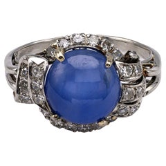 Art Deco GIA Ceylon No Heat Sapphire Diamond Platinum 14k White Gold Ring