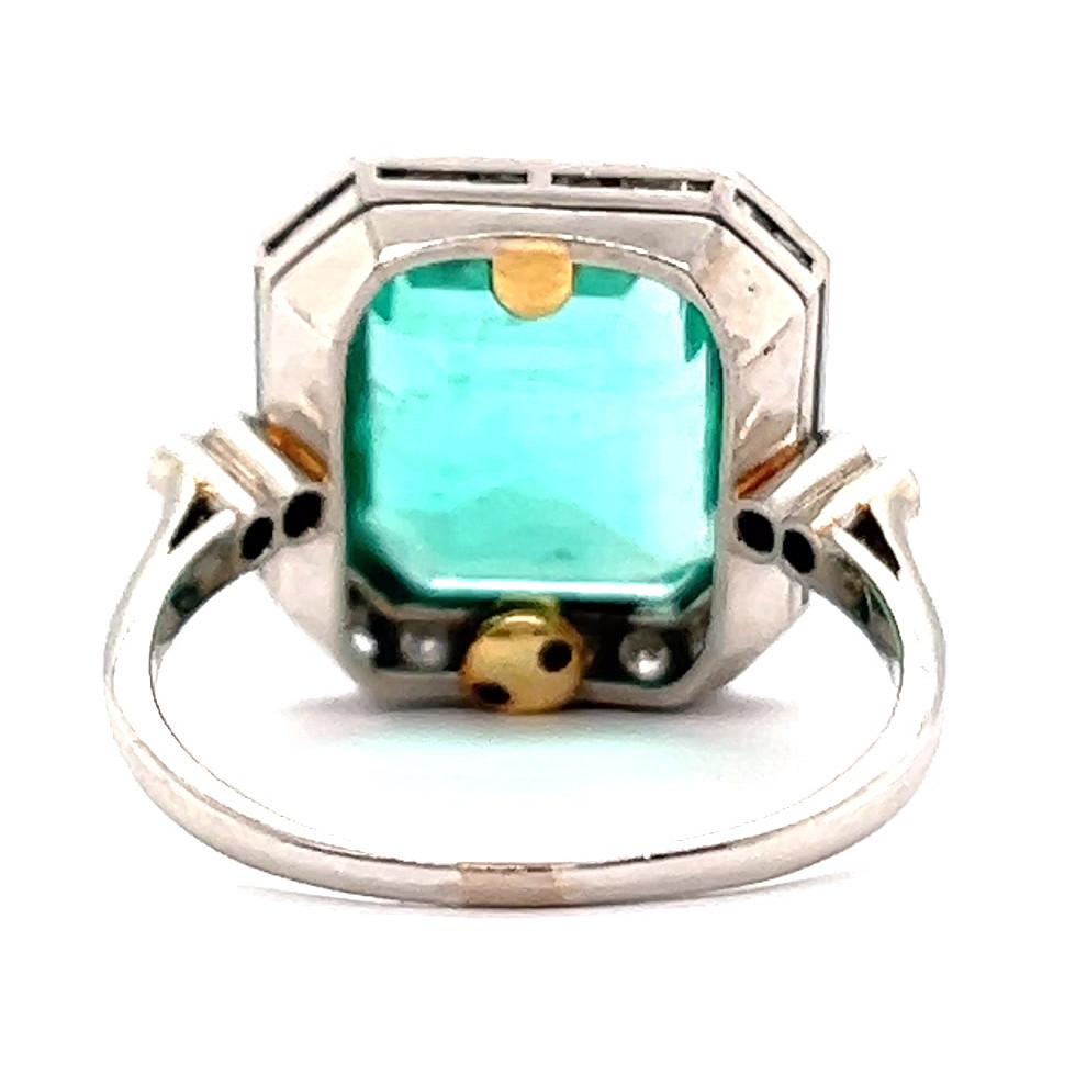 Art Deco GIA Colombian 5.00 Carats No Oil Emerald Diamond Platinum Ring 1