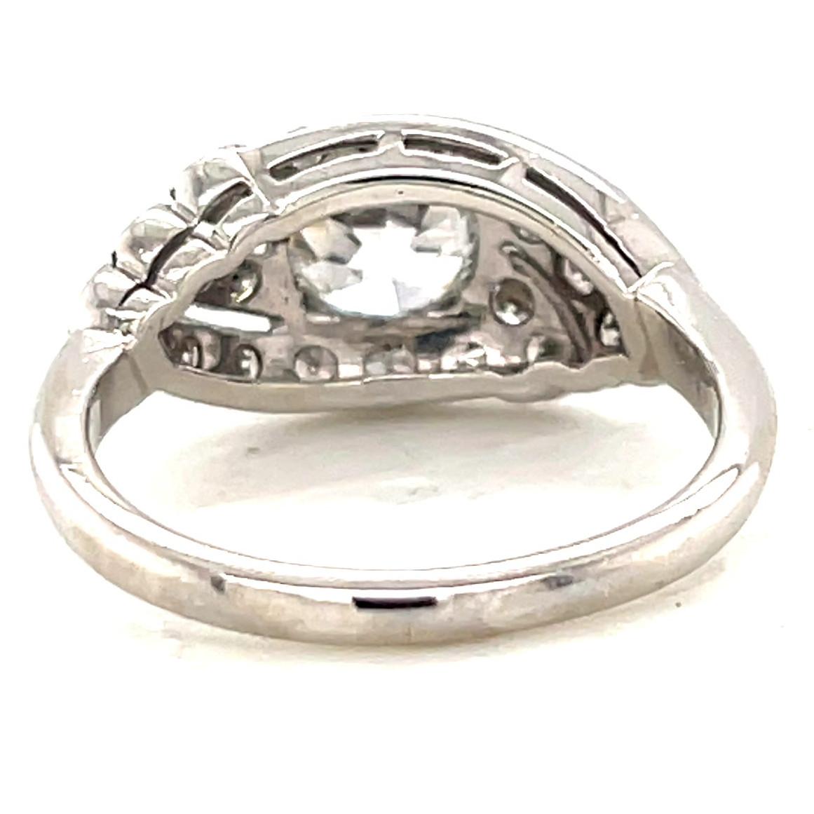Women's or Men's Art Deco GIA Diamond Platinum Engagement Ring