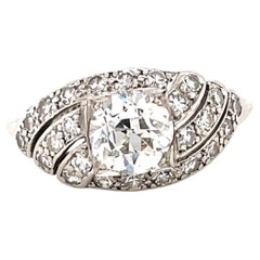 Art Deco GIA Diamond Platinum Engagement Ring