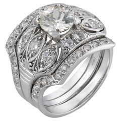 Anillo de compromiso de platino con diamante GIA de estilo Art Déco