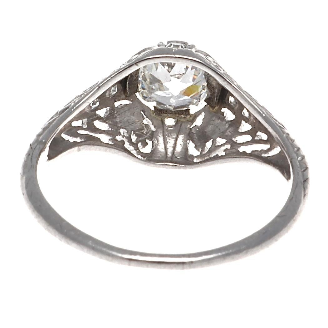 Women's Art Deco GIA Diamond Platinum Ring