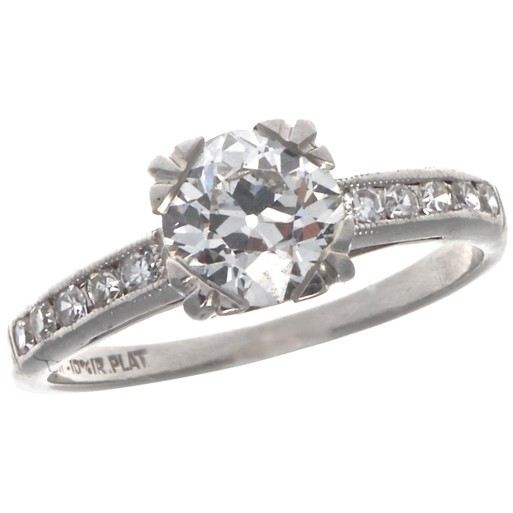 Art Deco GIA Diamond Platinum Ring