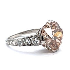 Art Deco GIA 6.71 Carat Fancy Color Diamond Platinum Engagement Ring