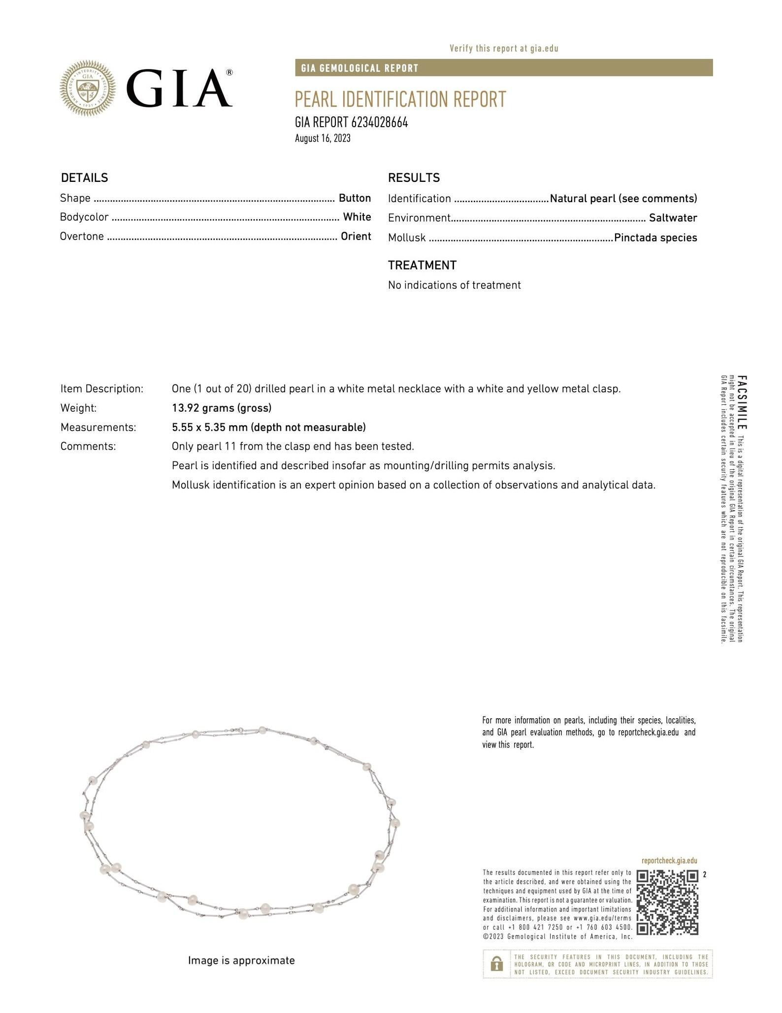 Art Deco GIA Natural Saltwater Pearl Chain Necklace in Platinum In Good Condition For Sale In Boston, MA