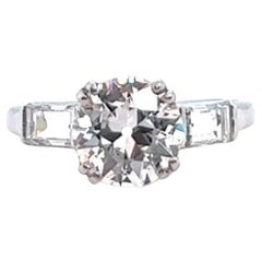 Art Deco GIA Old European Cut 1.60 Carats Diamond Platinum Engagement Ring