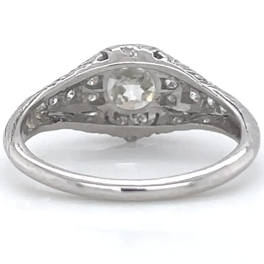 Art Deco GIA Old European Cut Diamond Platinum Engagement Ring 2