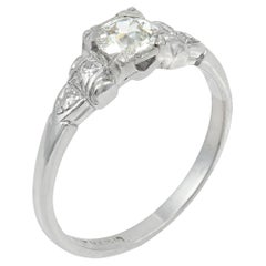 Art Deco GIA old European cut diamond platinum engagement ring