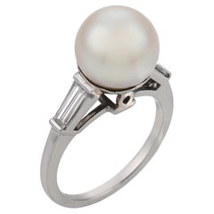 Art Deco GIA pearl diamond platinum ring