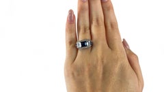 Art Deco GIA Sapphire Diamond Platinum Ring