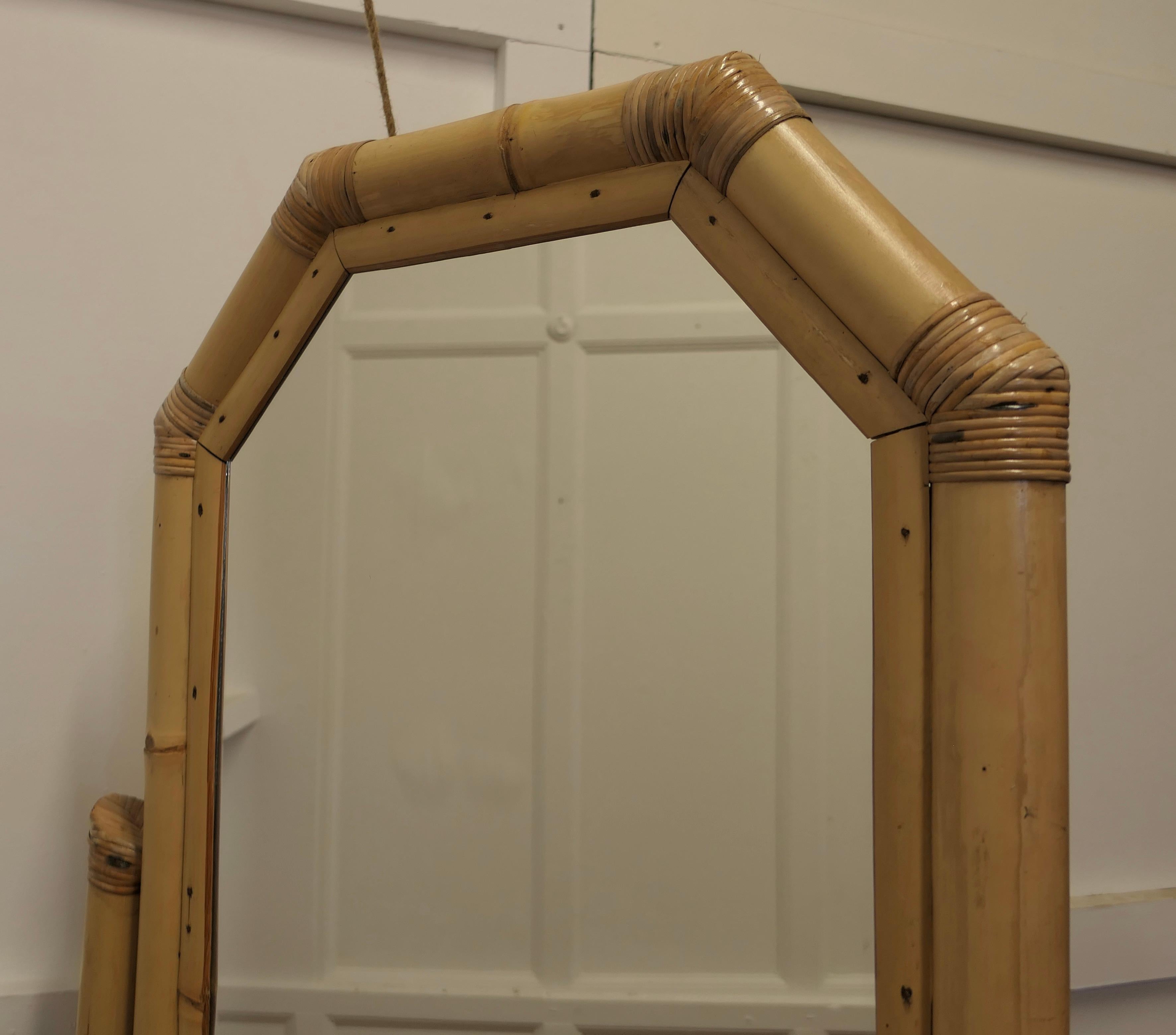 Art Deco Giant Bamboo Cheval Mirror For Sale 2