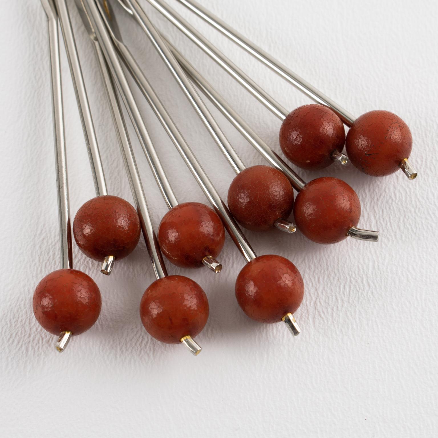 Art Deco Giant Chrome Cherries Barware Cocktail Picks by Gouaille, circa 1930 For Sale 4