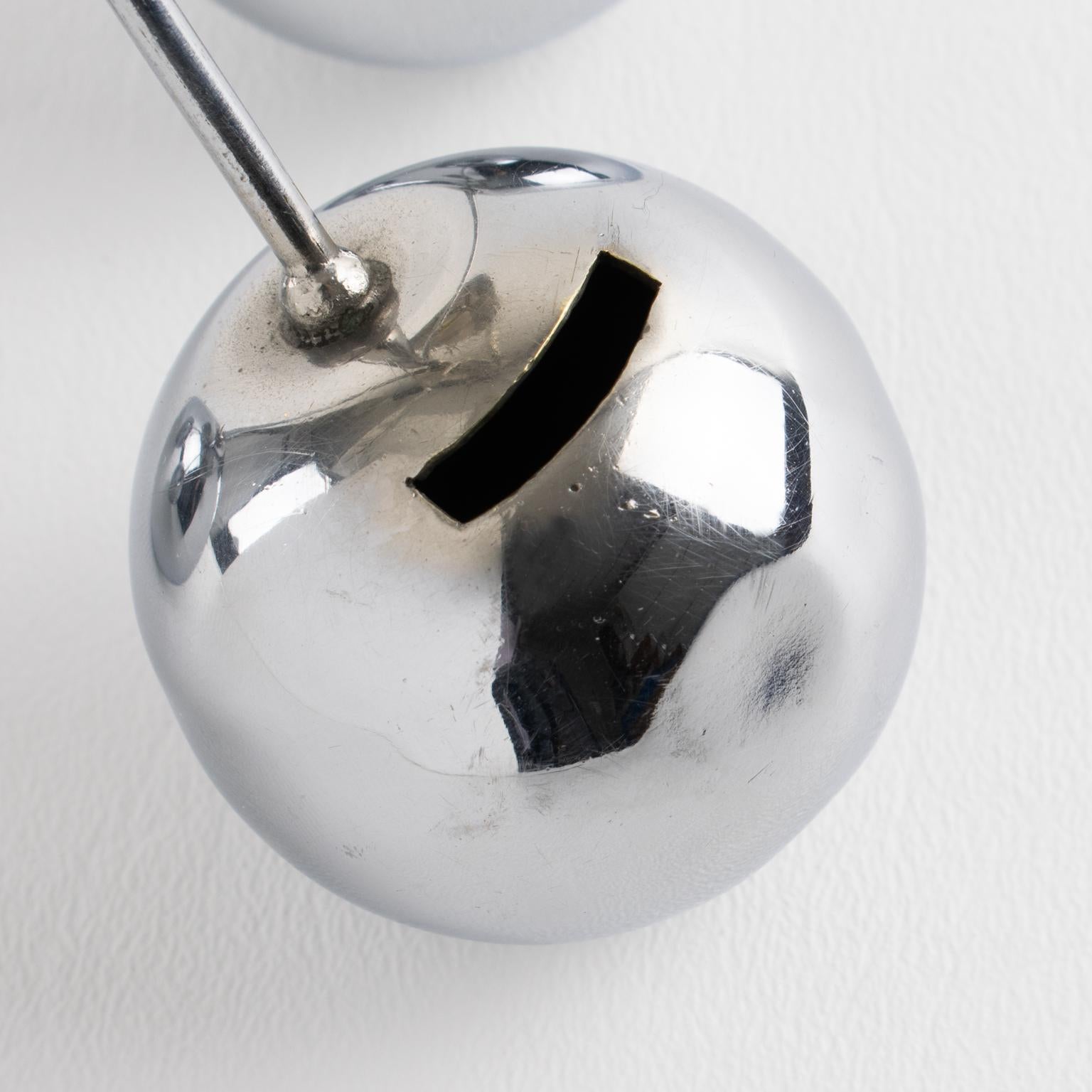 Art Deco Giant Chrome Cherries Barware Cocktail Picks by Gouaille, circa 1930 For Sale 5