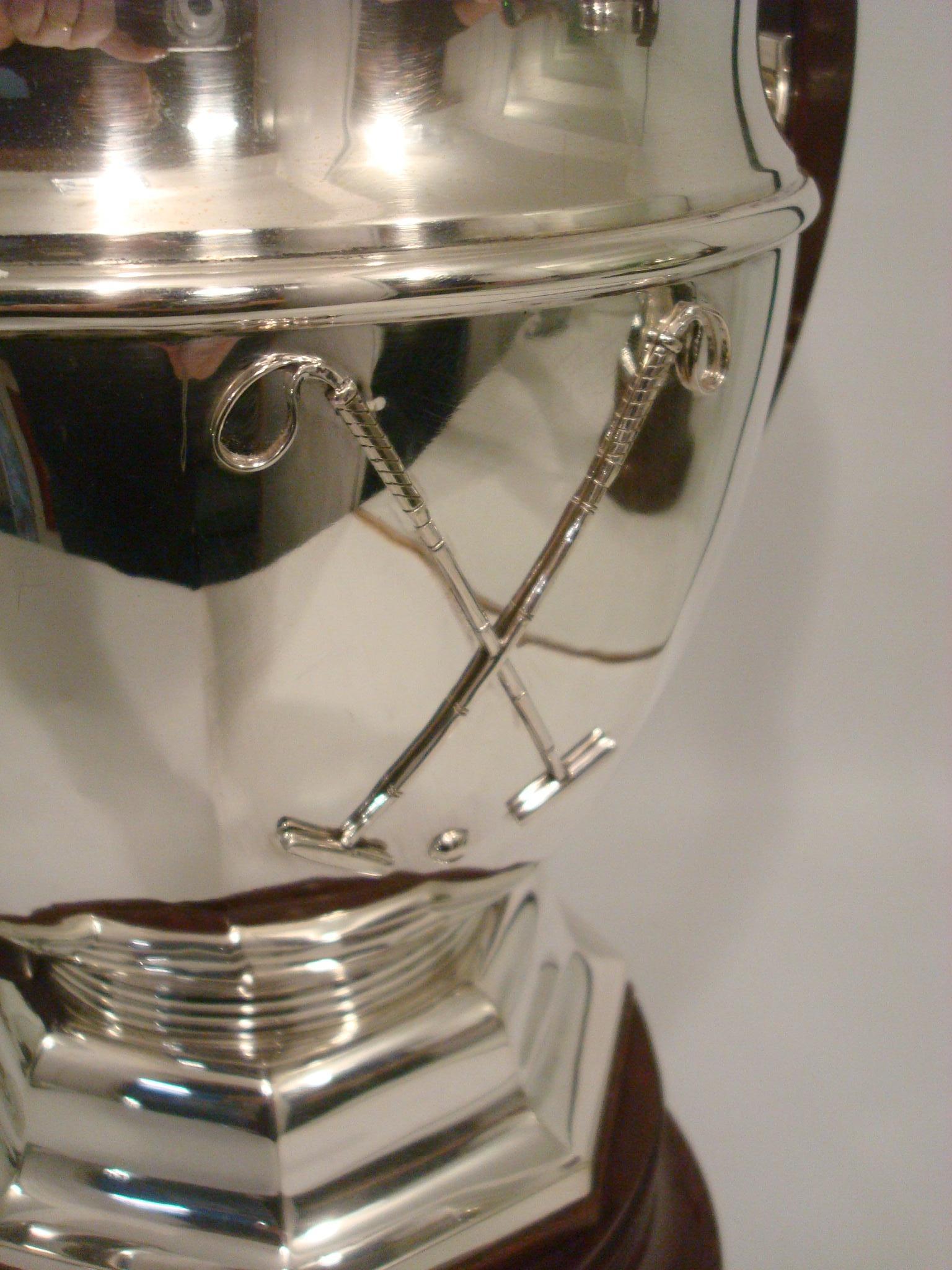 Art Deco Giant  Sterling Silver Polo Trophy - Cup - Champagne Cooler. Circa 1920 For Sale 3