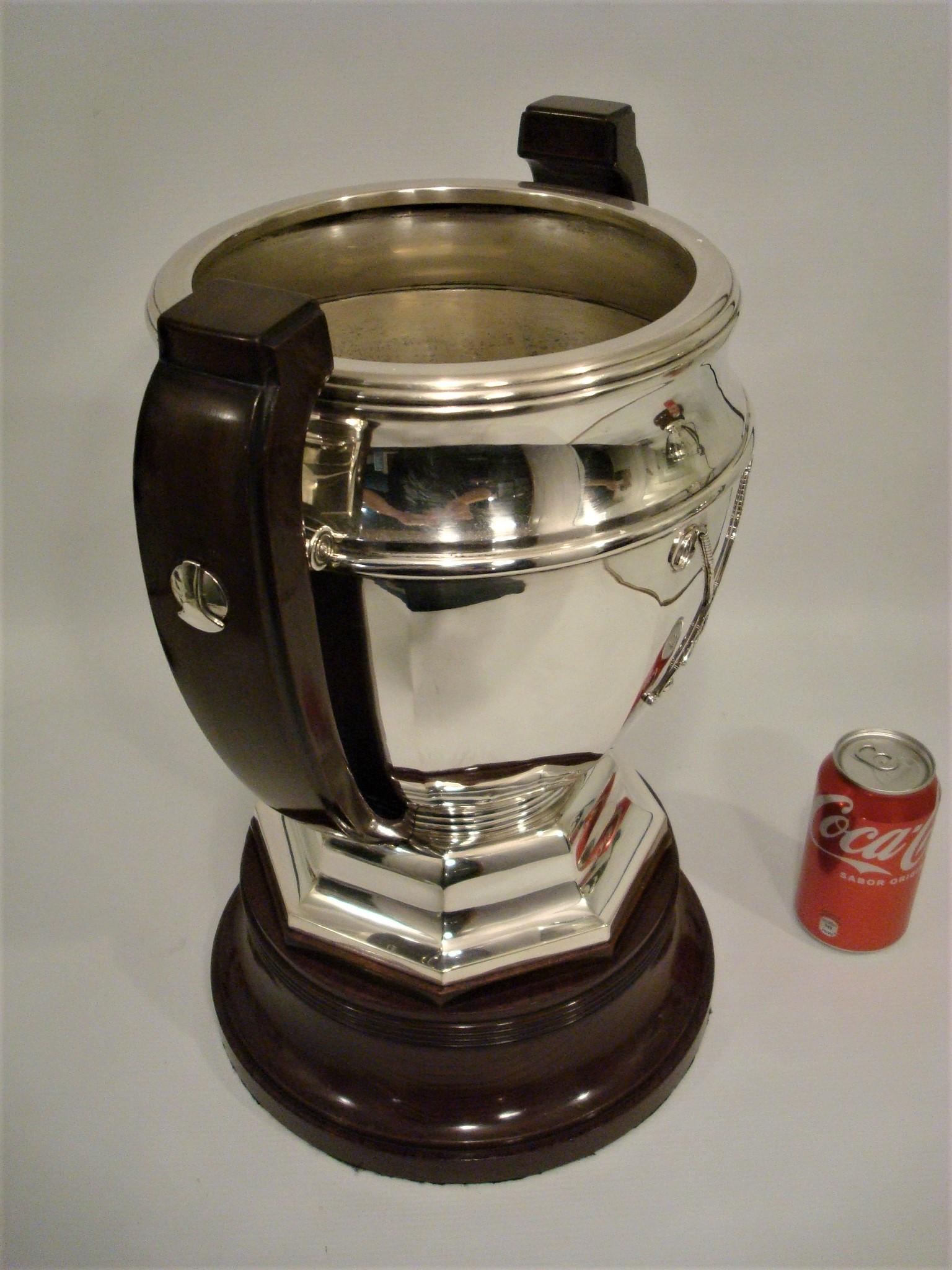 Polished Art Deco Giant  Sterling Silver Polo Trophy - Cup - Champagne Cooler. Circa 1920 For Sale