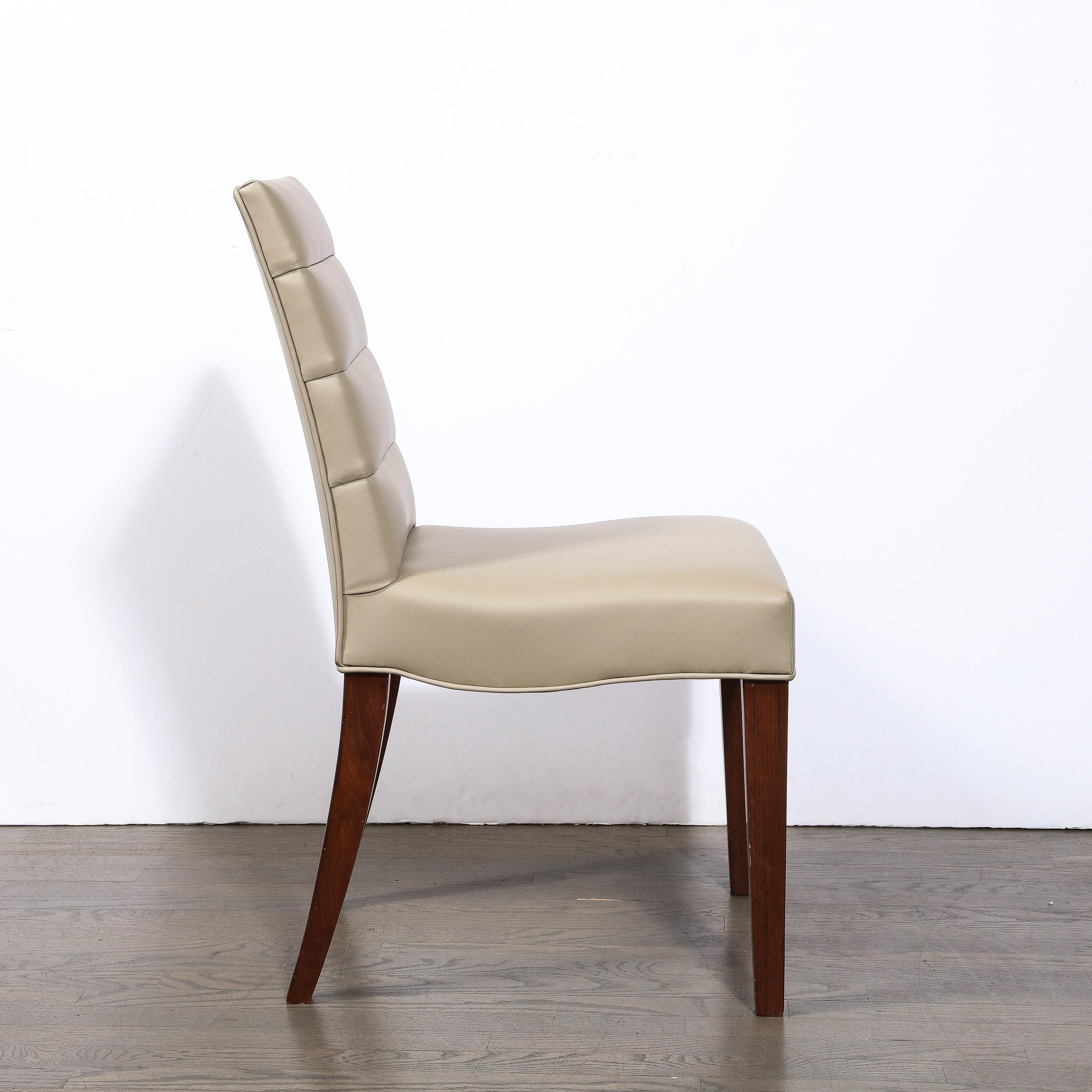 Art Deco Gilbert Rohde Chair in Holly Hunt Leather w/ Tufted Back & Walnut Legs For Sale 5