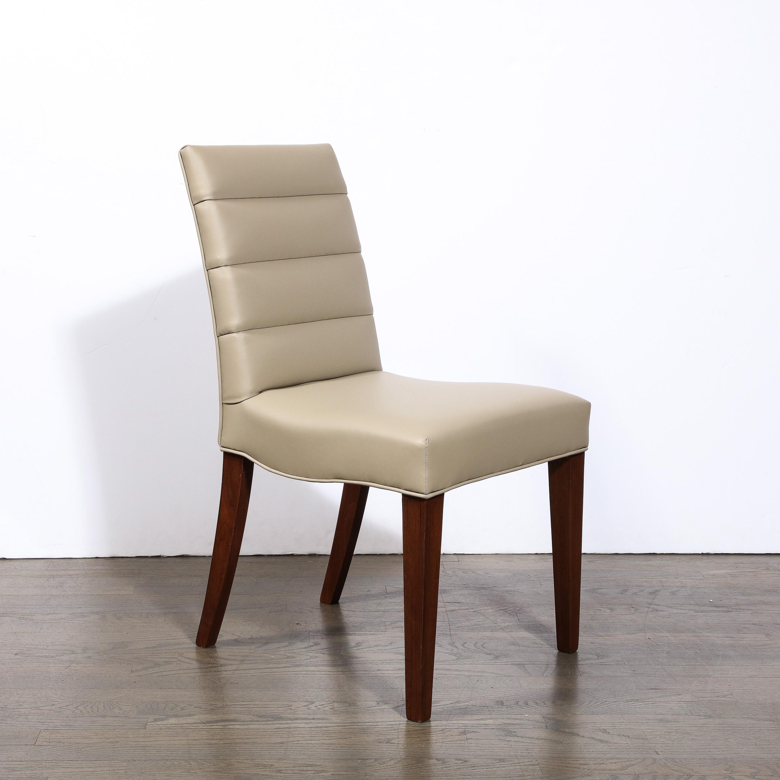 Art Deco Gilbert Rohde Chair in Holly Hunt Leather w/ Tufted Back & Walnut Legs For Sale 6