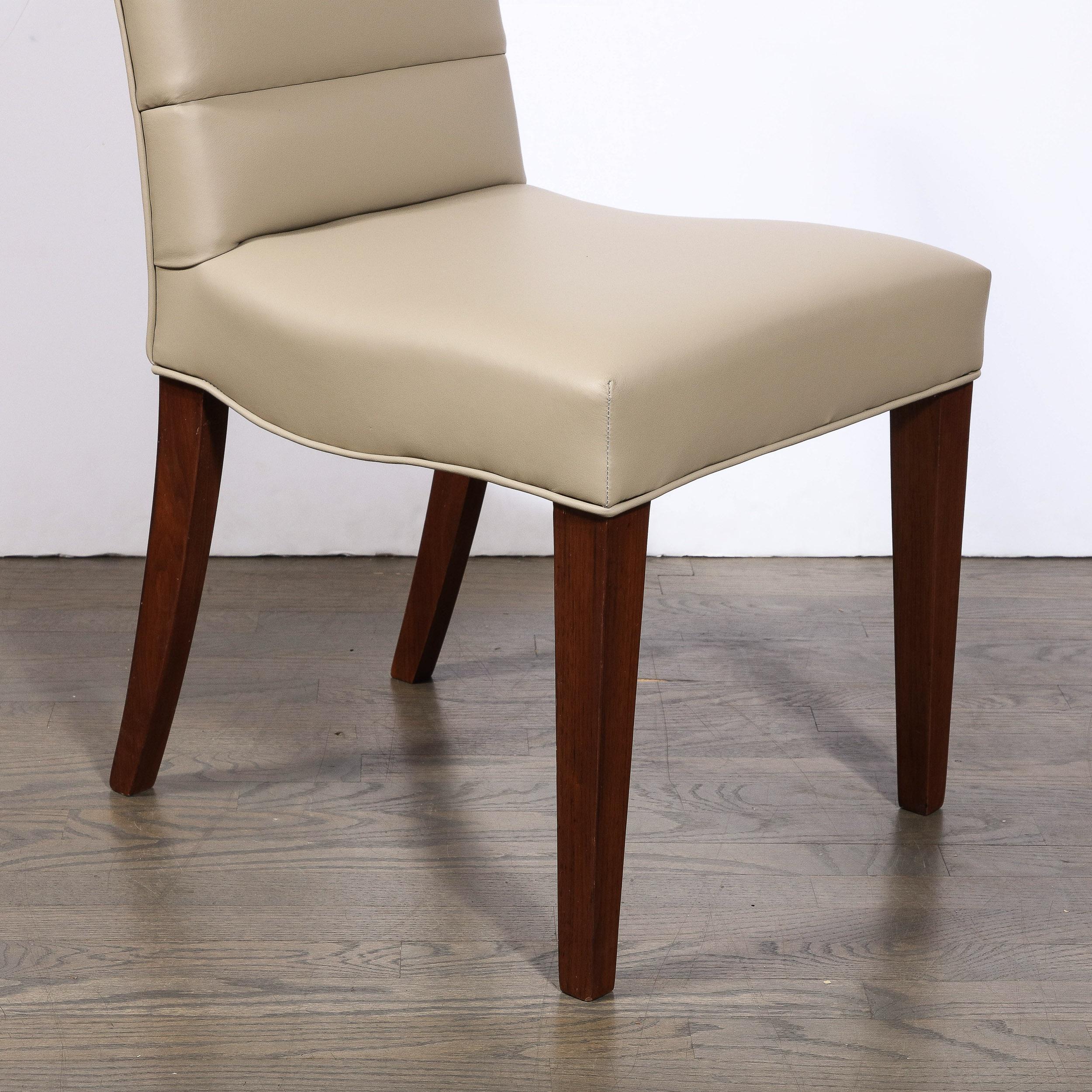 Art Deco Gilbert Rohde Chair in Holly Hunt Leather w/ Tufted Back & Walnut Legs For Sale 7