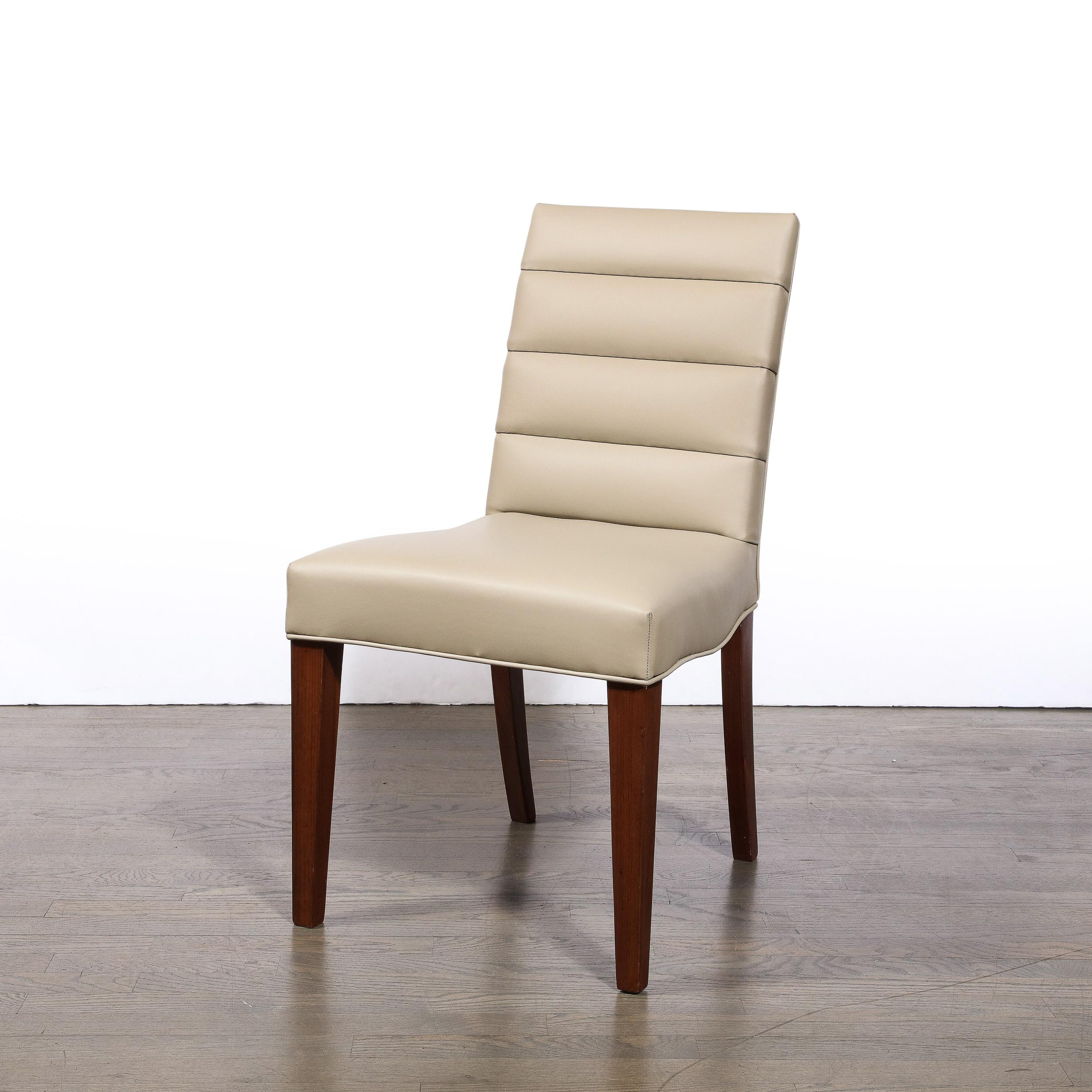 American Art Deco Gilbert Rohde Chair in Holly Hunt Leather w/ Tufted Back & Walnut Legs For Sale