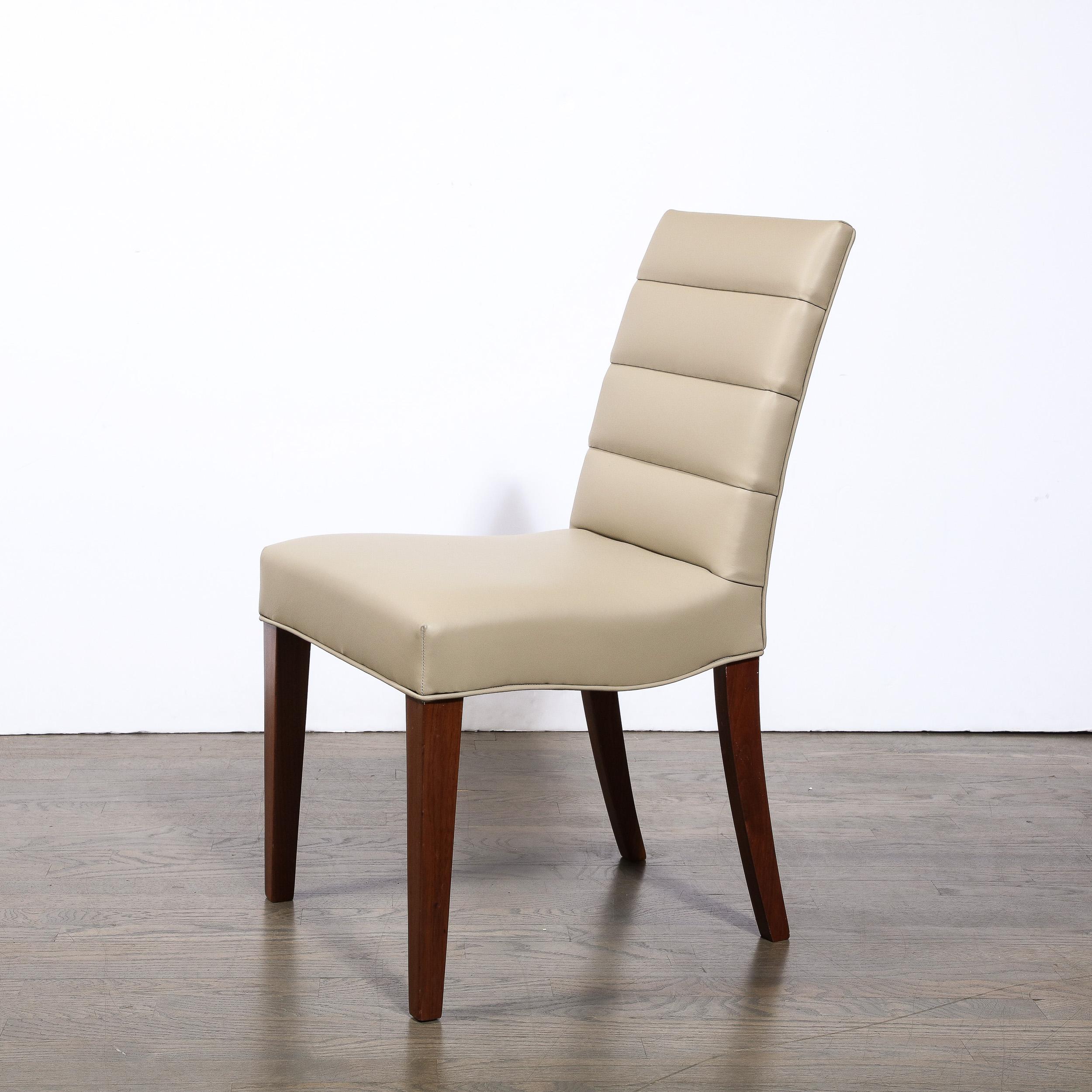 Mid-20th Century Art Deco Gilbert Rohde Chair in Holly Hunt Leather w/ Tufted Back & Walnut Legs For Sale