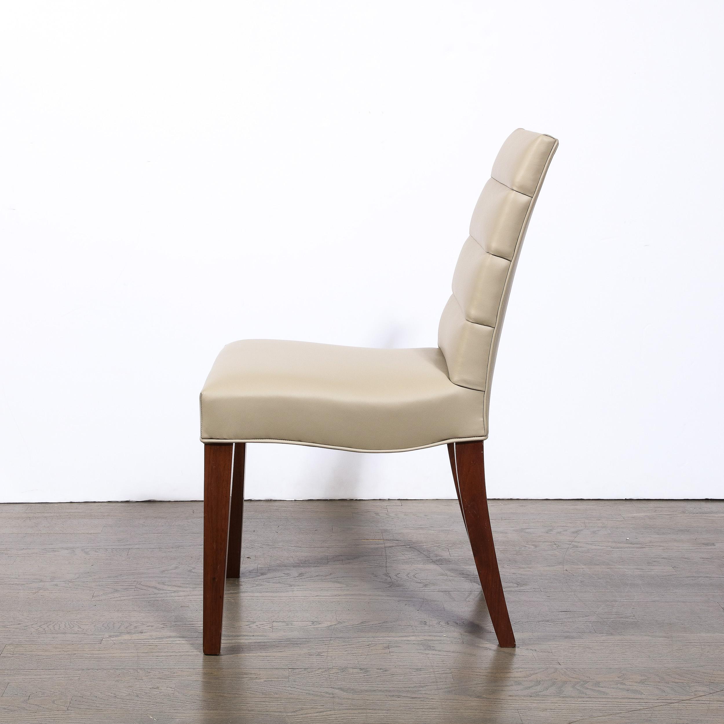 Art Deco Gilbert Rohde Chair in Holly Hunt Leather w/ Tufted Back & Walnut Legs For Sale 1
