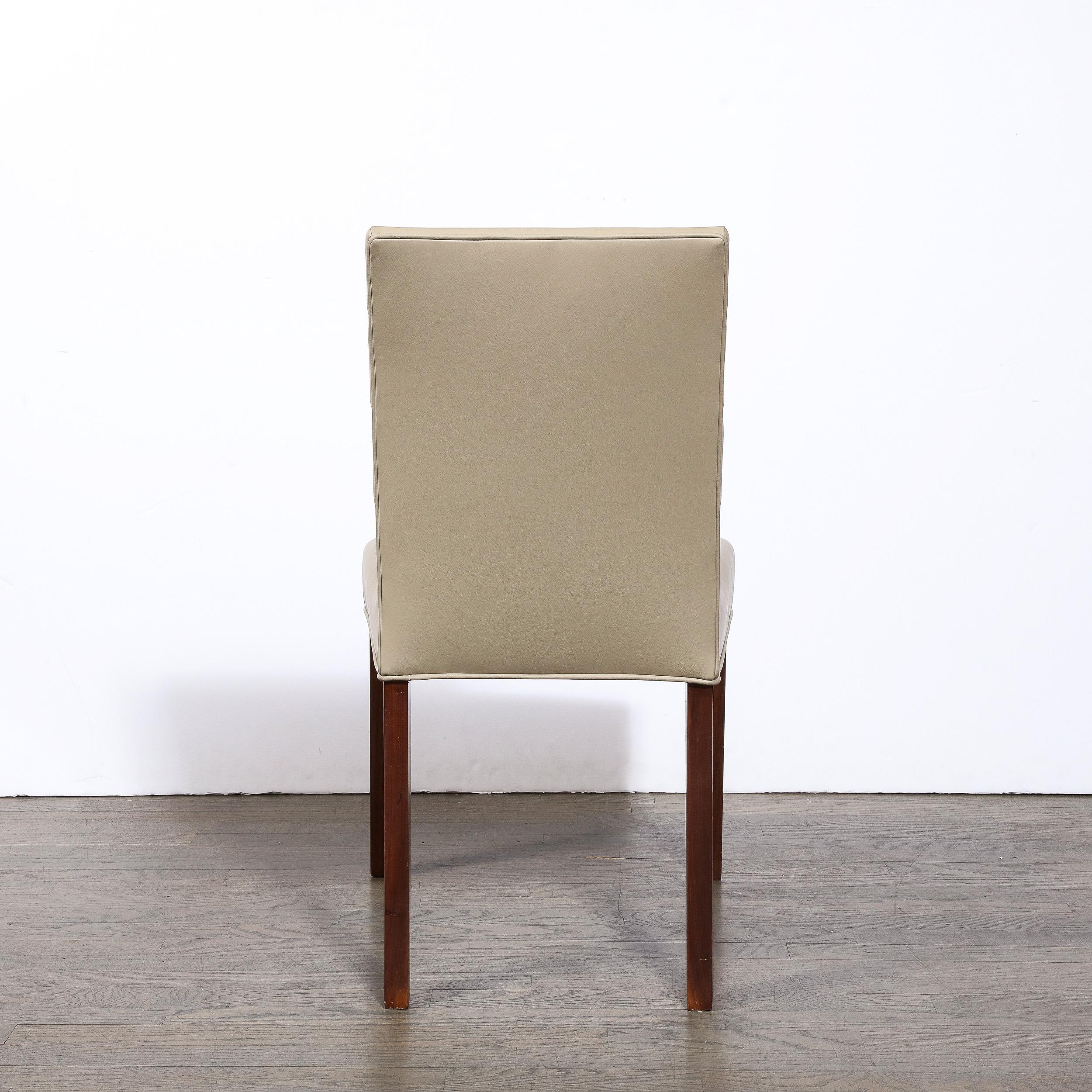 Art Deco Gilbert Rohde Chair in Holly Hunt Leather w/ Tufted Back & Walnut Legs For Sale 3