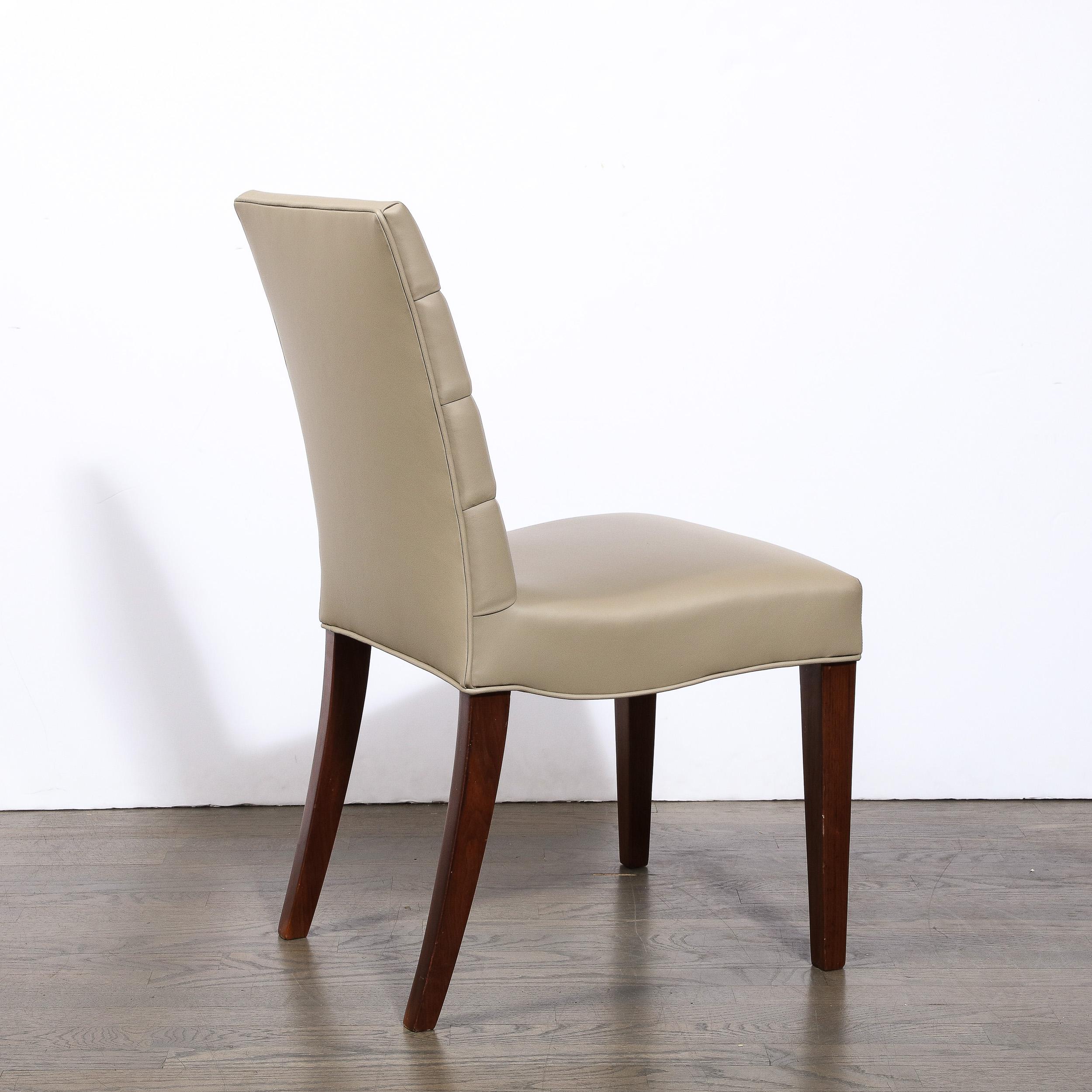 Art Deco Gilbert Rohde Chair in Holly Hunt Leather w/ Tufted Back & Walnut Legs For Sale 4