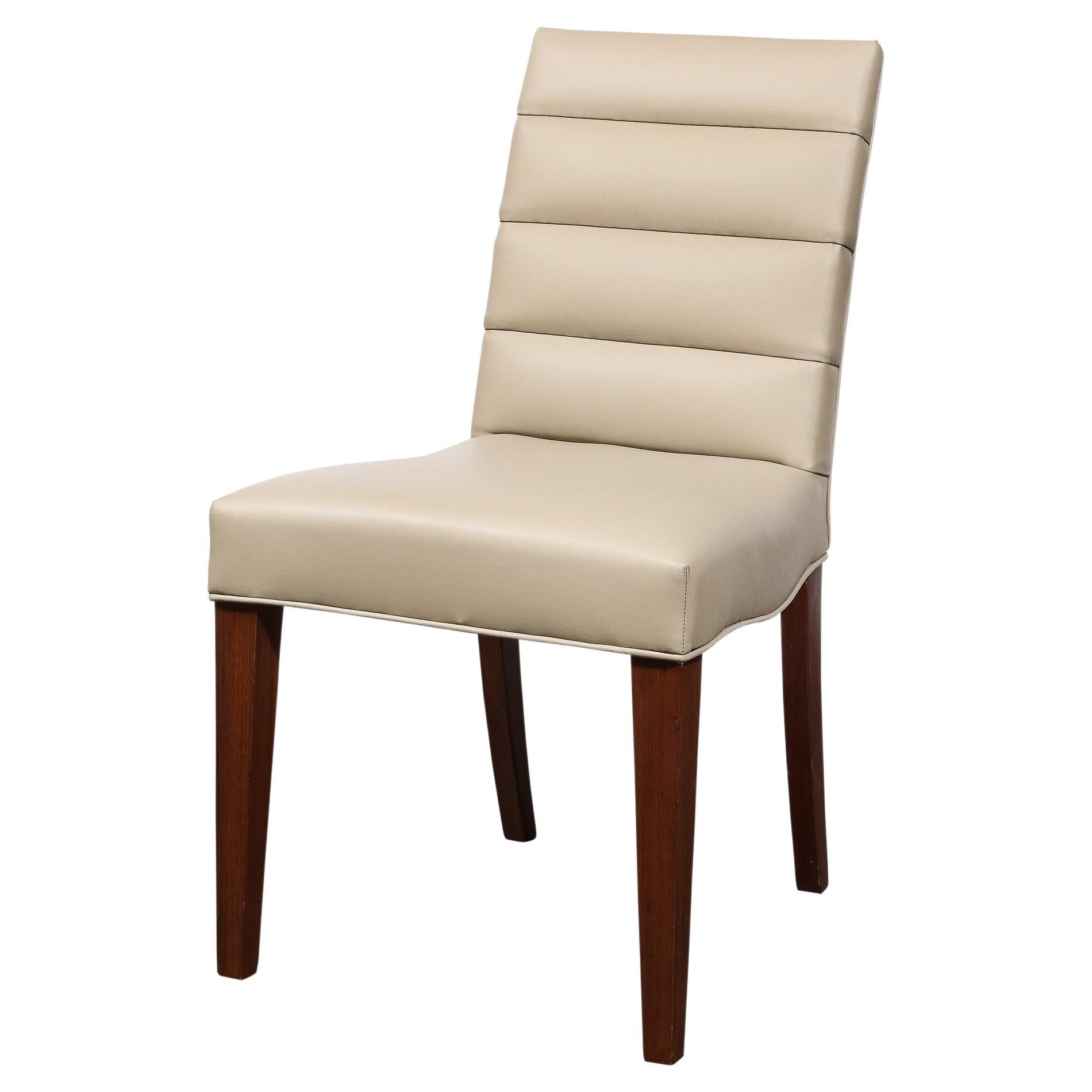 Art Deco Gilbert Rohde Chair in Holly Hunt Leather w/ Tufted Back & Walnut Legs For Sale