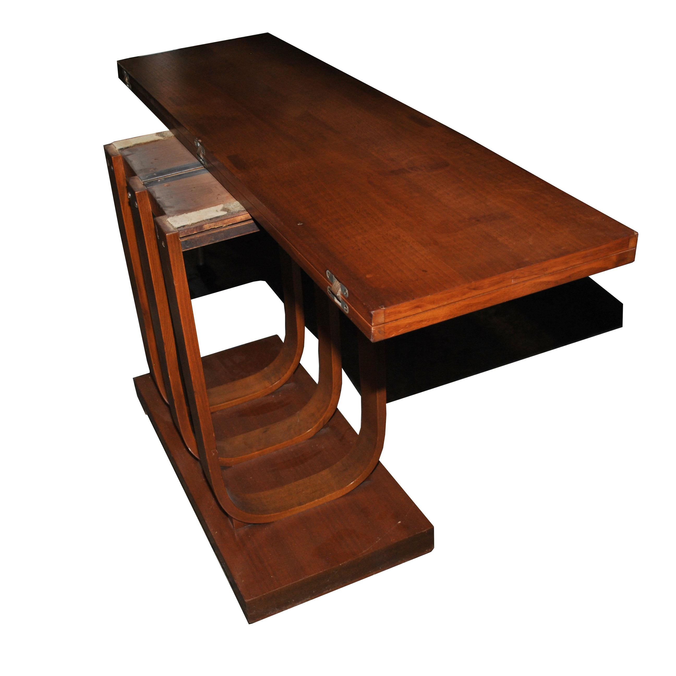 Walnut Art Deco Gilbert Rohde Heywood Wakefield Console Dining Table