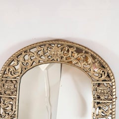 Art Deco Gilded Bronze Arabesque Arch Form Mirror in the Manner of Edgar Brandt