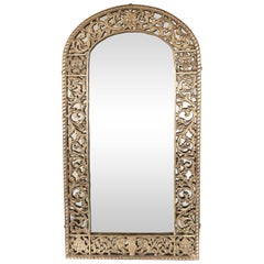 Art Deco Gilded Bronze Arabesque Arch Form Mirror in the Manner of Edgar Brandt