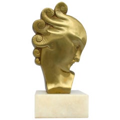 Art Deco Gilded Bronze Bust, French, circa 1930