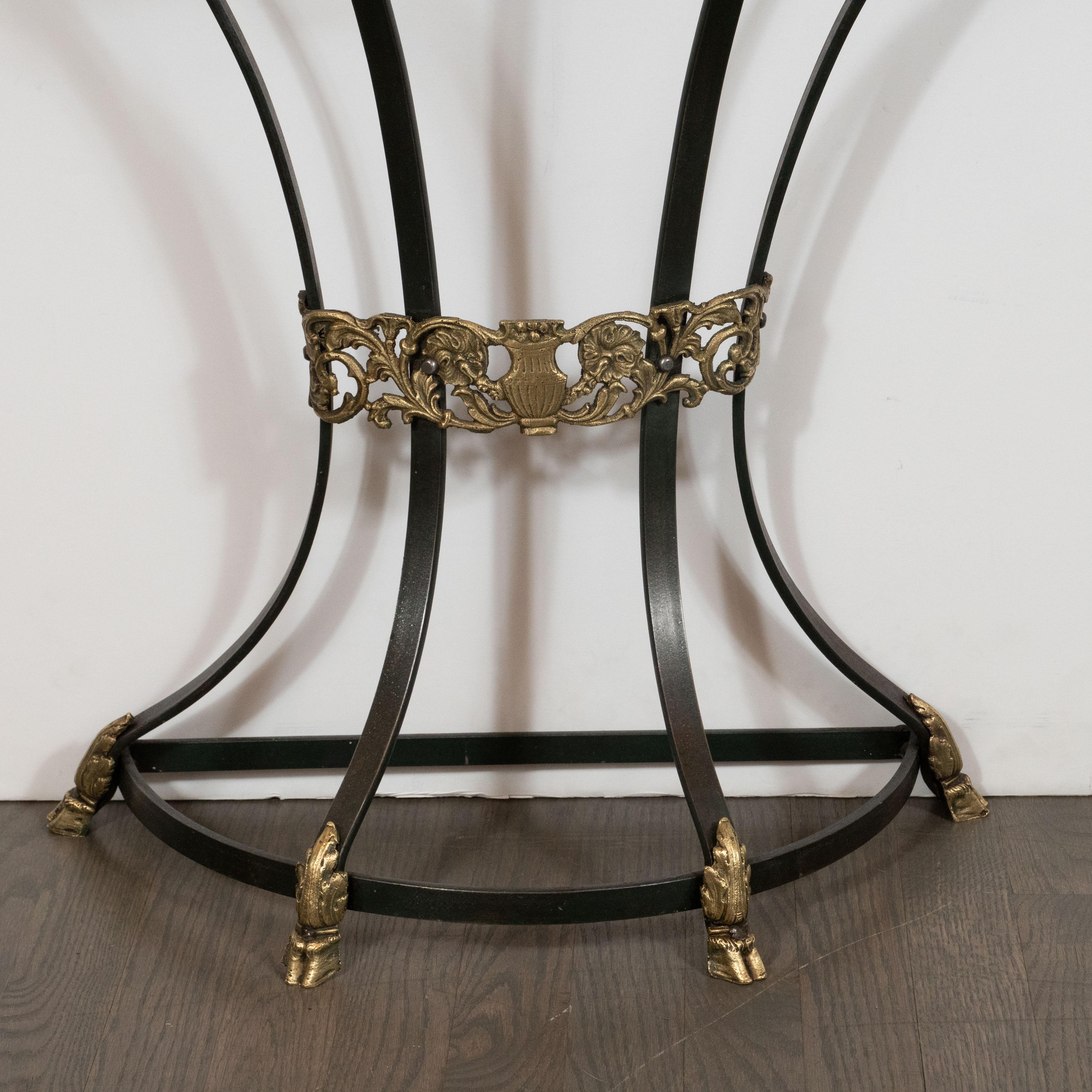 Art Deco Gilded Bronze and Carrara Marble Console Table with Baroque Detailing In Excellent Condition In New York, NY