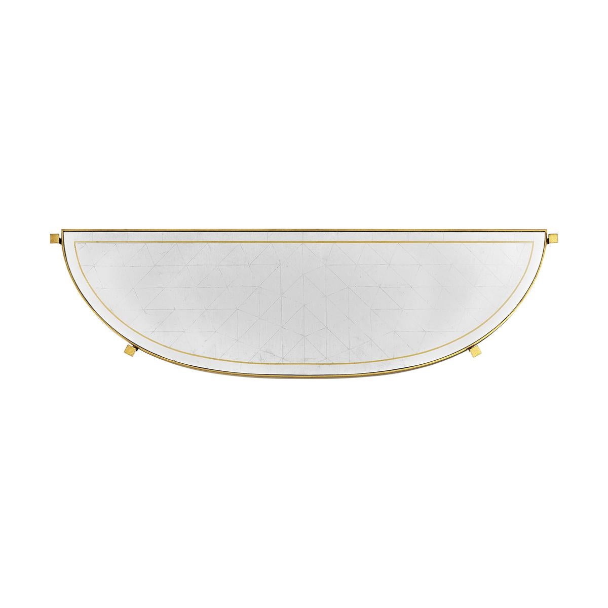 Contemporary Art Deco Gilded Demi Lune Console Table For Sale