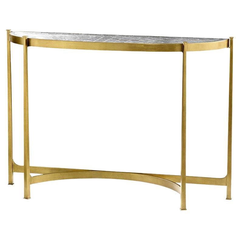 Art Deco Gilded Demi Lune Console Table For Sale