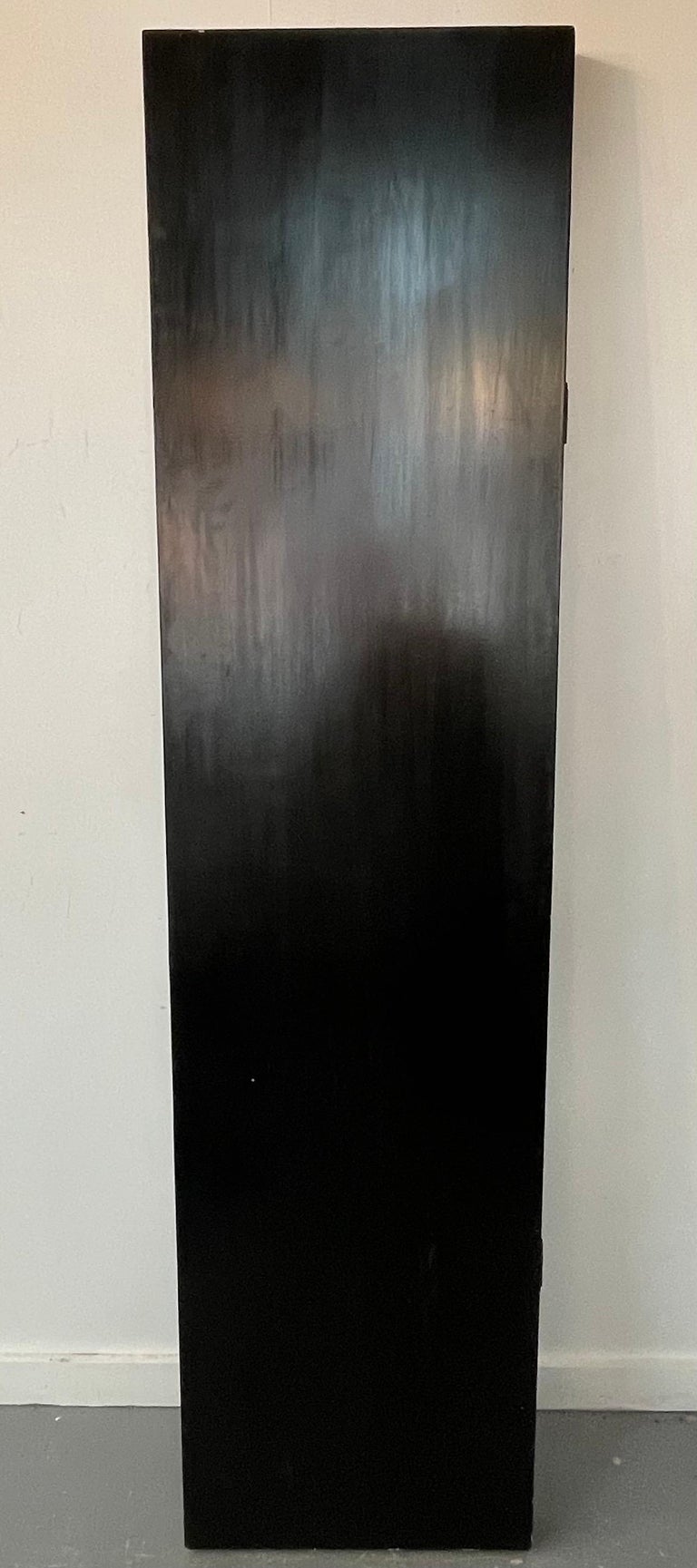 Art Deco Gilded on Ebonized Wood Three Panel Room Divider or Screen For Sale 13