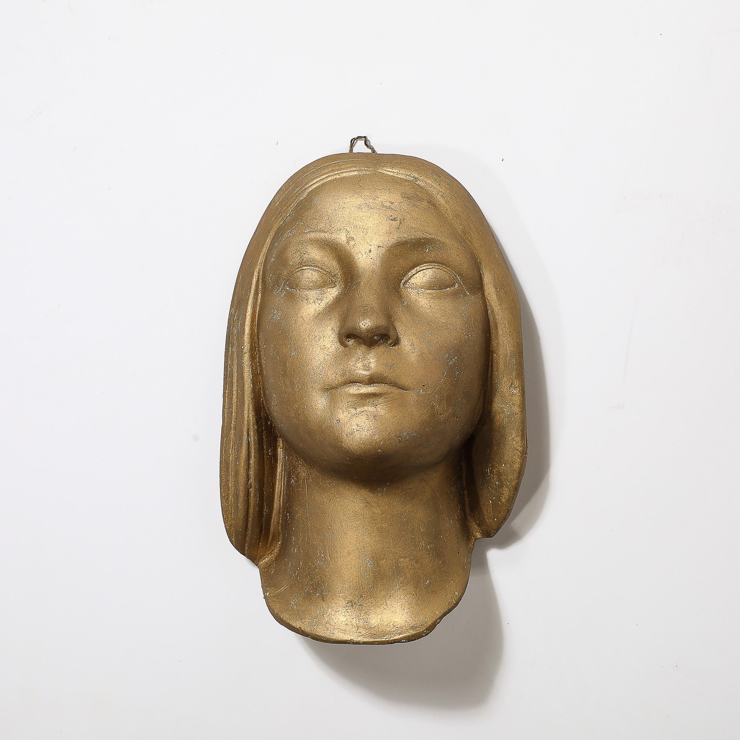 American Art Deco Gilded Plaster Wall Plaque For Sale