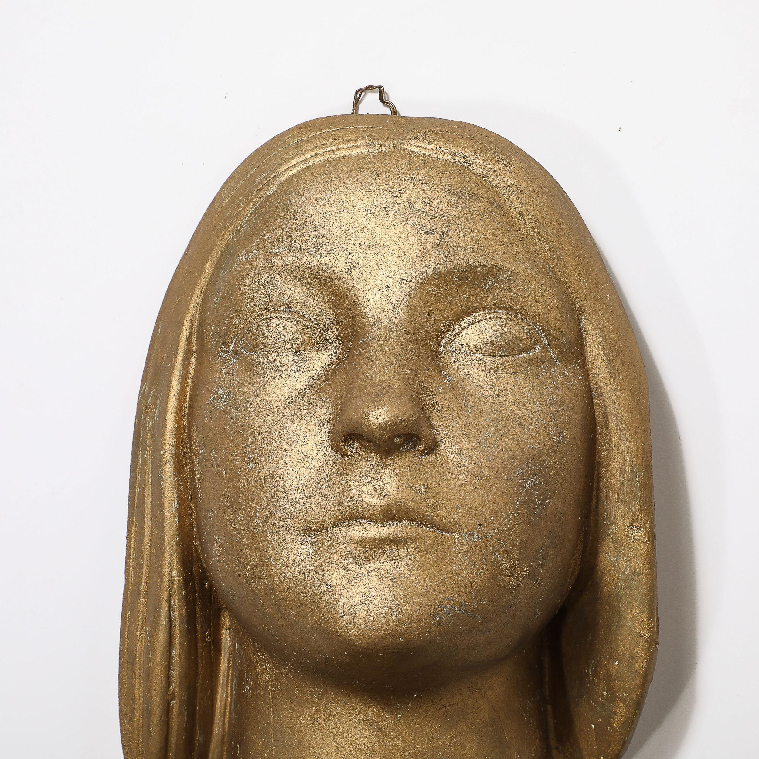Gilt Art Deco Gilded Plaster Wall Plaque For Sale