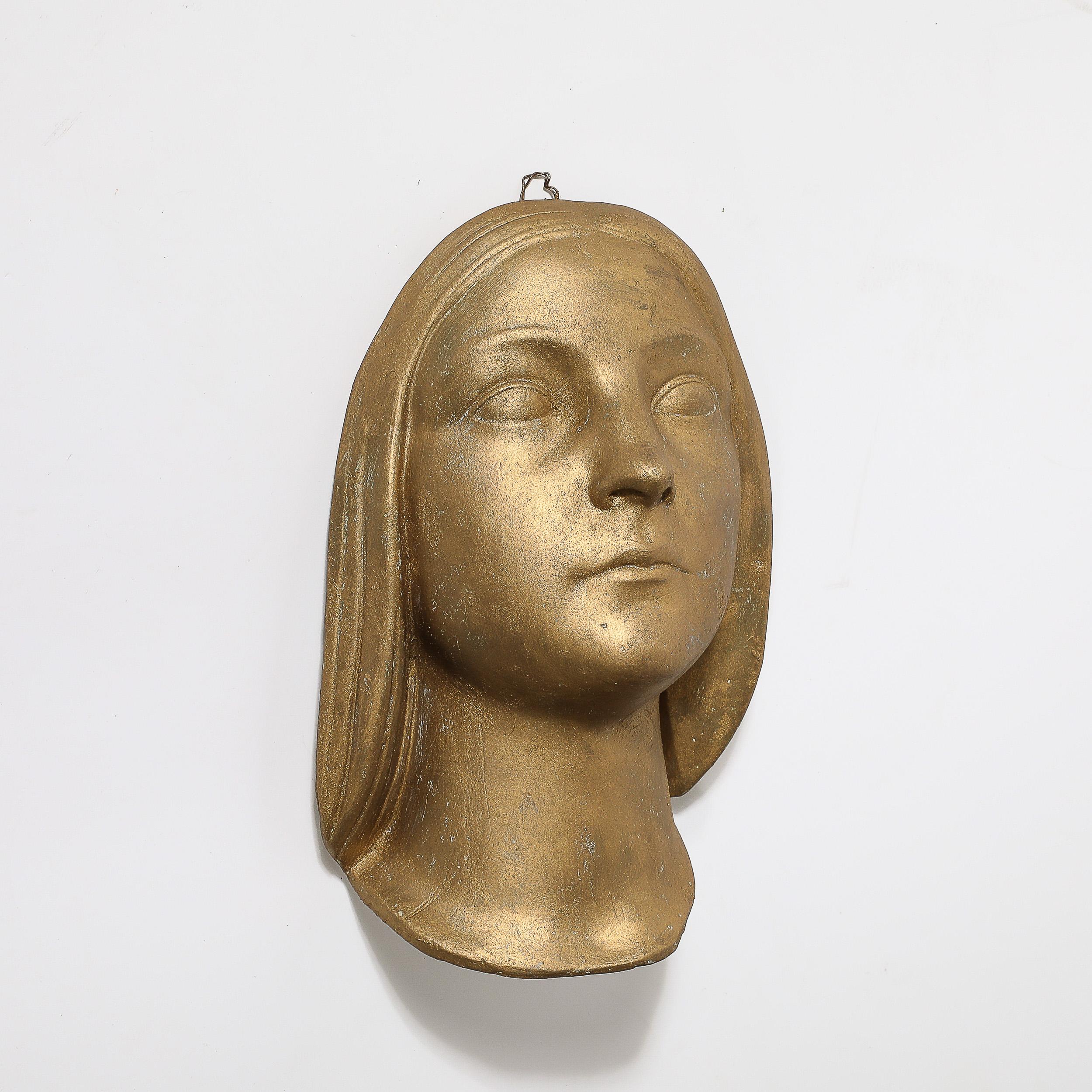 Art Deco Gilded Plaster Wall Plaque In Excellent Condition For Sale In New York, NY