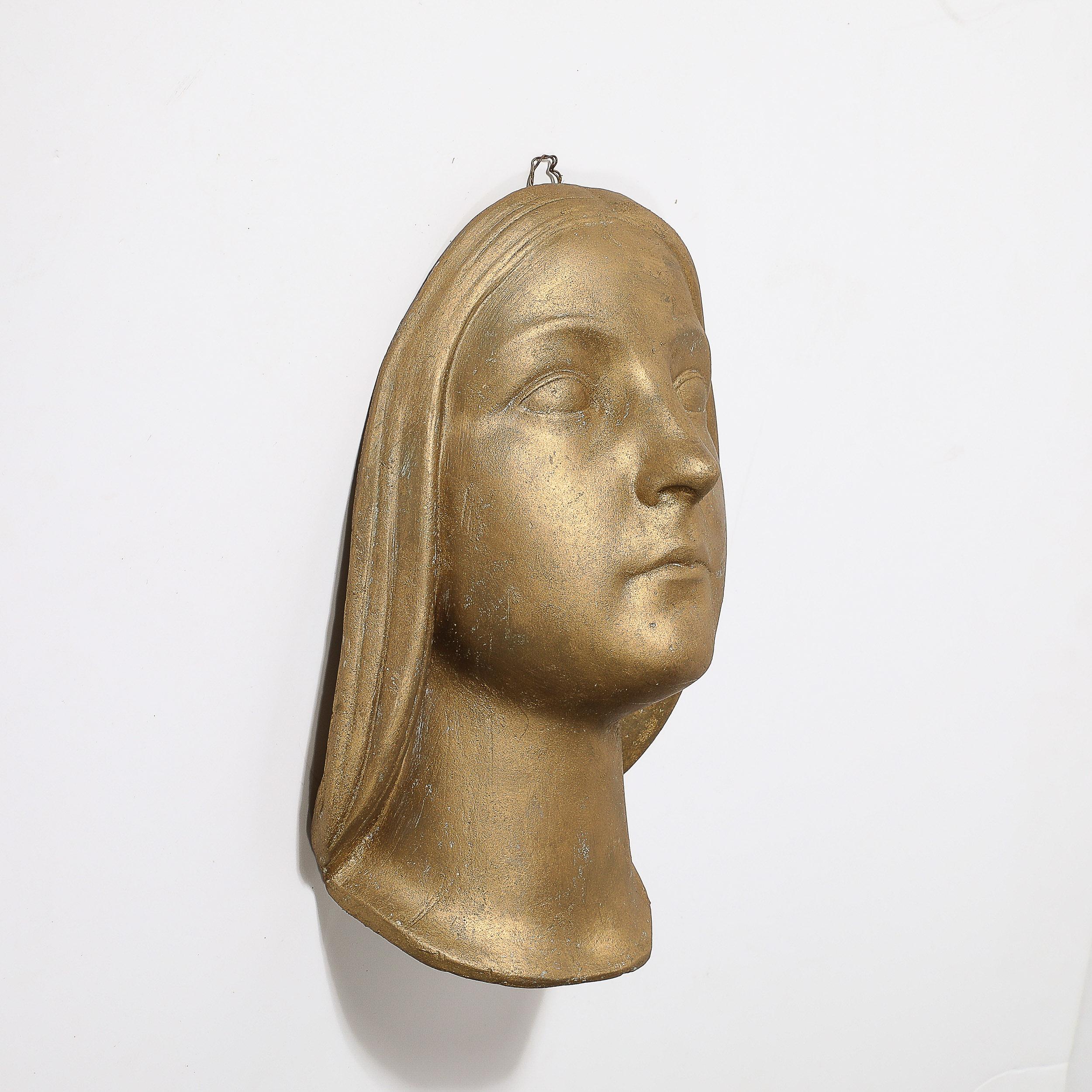 Mid-20th Century Art Deco Gilded Plaster Wall Plaque For Sale