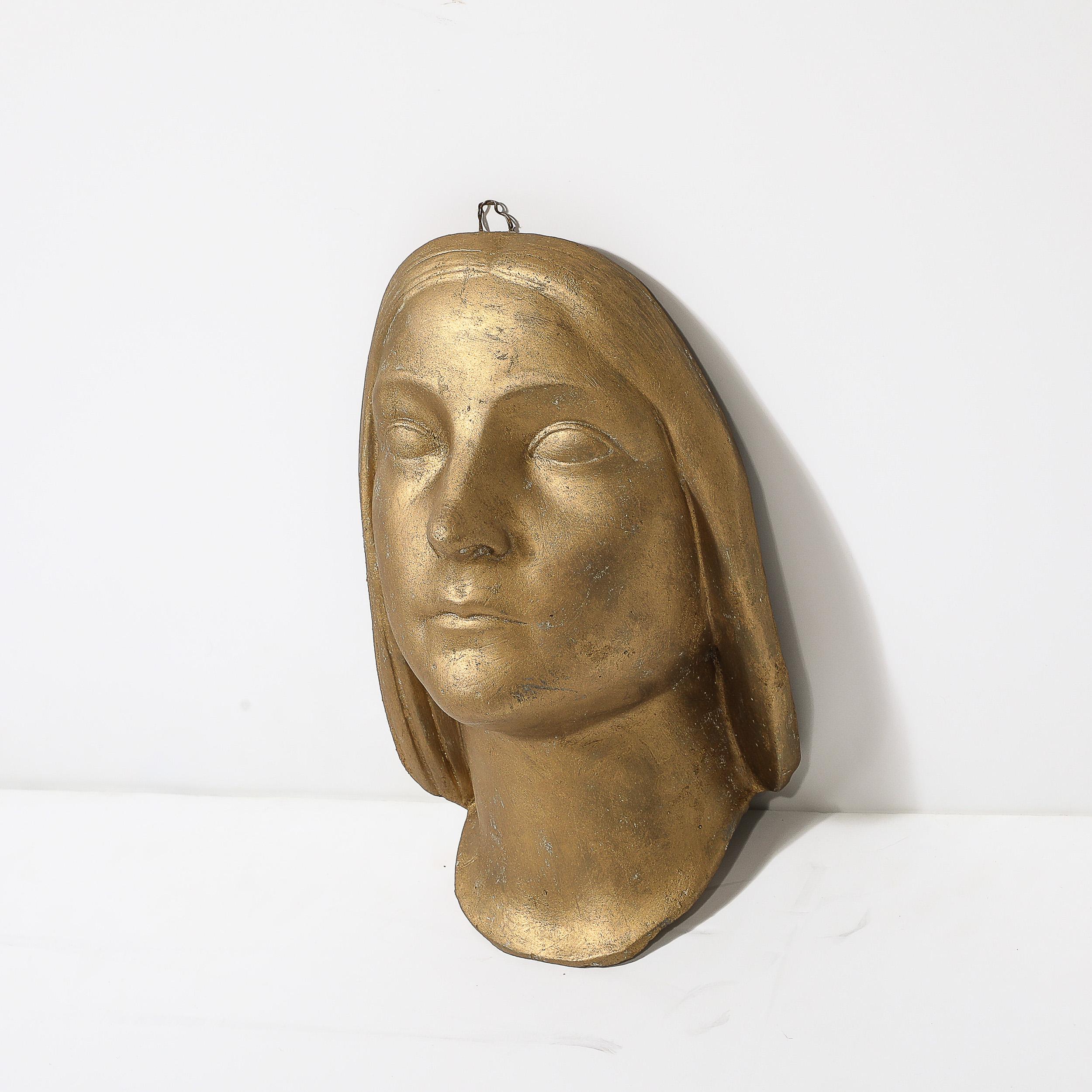 Art Deco Gilded Plaster Wall Plaque For Sale 2