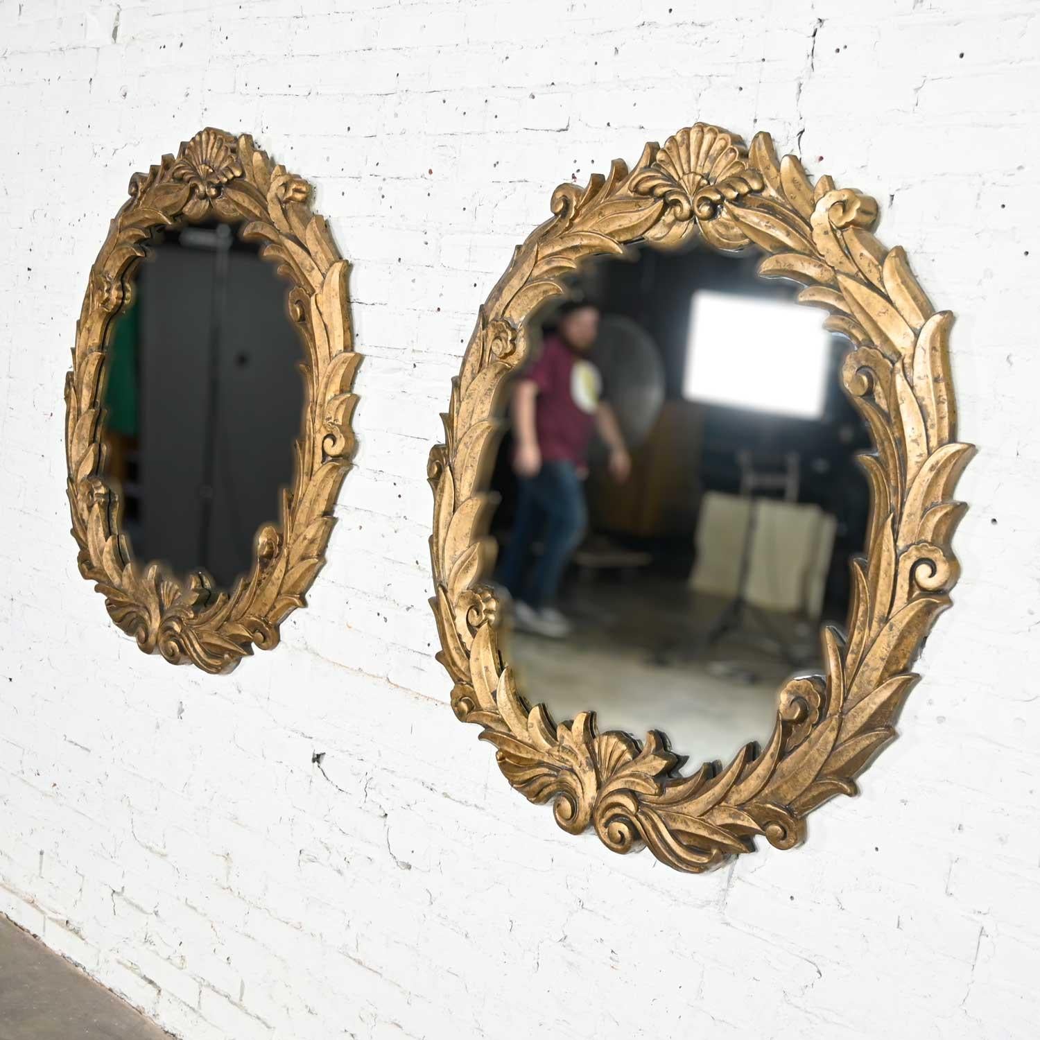 Art Deco Gilded Resin Mirrors Anthemion Foliate Design a Pair Style Serge Roche In Good Condition For Sale In Topeka, KS